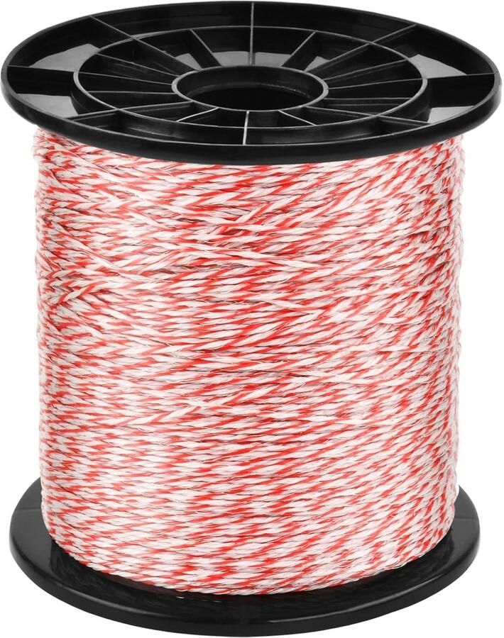 1000 m Elektrische omheining draadomheining roestvrij staal runderhek leidkabel voor hek accessoires voor elektrische hek rood + wit 1000 m