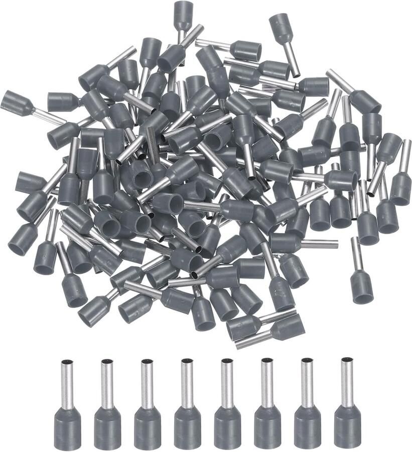 1000 stuks geïsoleerde adereindhulzen elektrische kabelverbinders kabelklemmen krimpverbinders set 16 AWG voor elektrische projecten industrie chemische industrie grijs