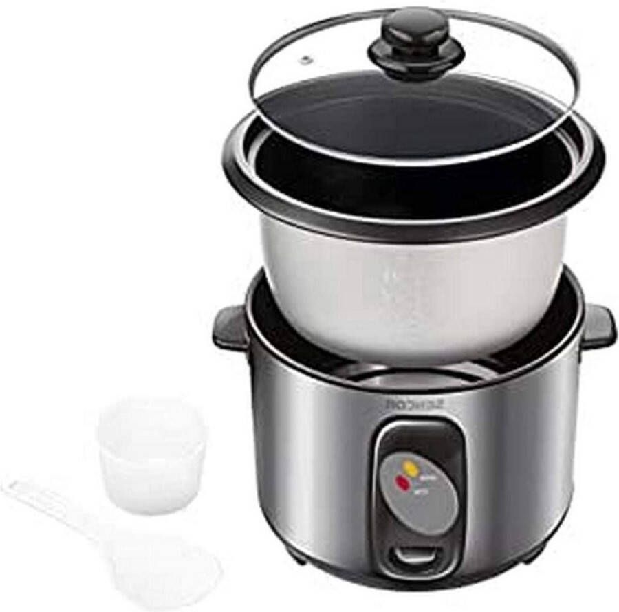 1000SS rijstkoker 400 Watt stoominzet stoompan rijstlepel maatbeker 1 l volume sushi rijst grijs
