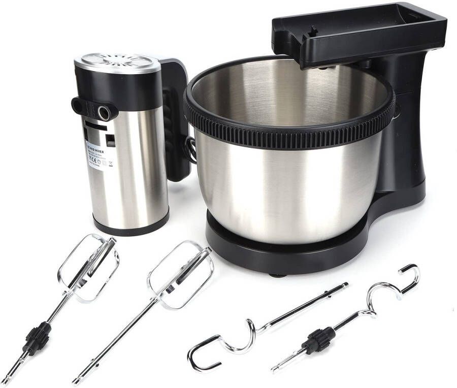 1000W Electric Egg Whisk 5 Speed 2-in-1 Hand Mixer Detachable Stainless Steel Mixing Bowl Stand Mixer for Making Cream Pie Cookies Eggs