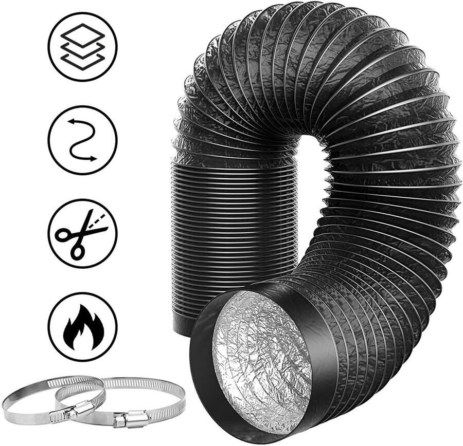 100mm Aluminium Luchtafvoerslang 2 5 Meter Flexibel Luchtafvoer Afzuigkap Slang Wasdroger Droger Airco Afvoerslang Luchtslang Flexibele Buis Ventilatiebuis Ventilatieslang