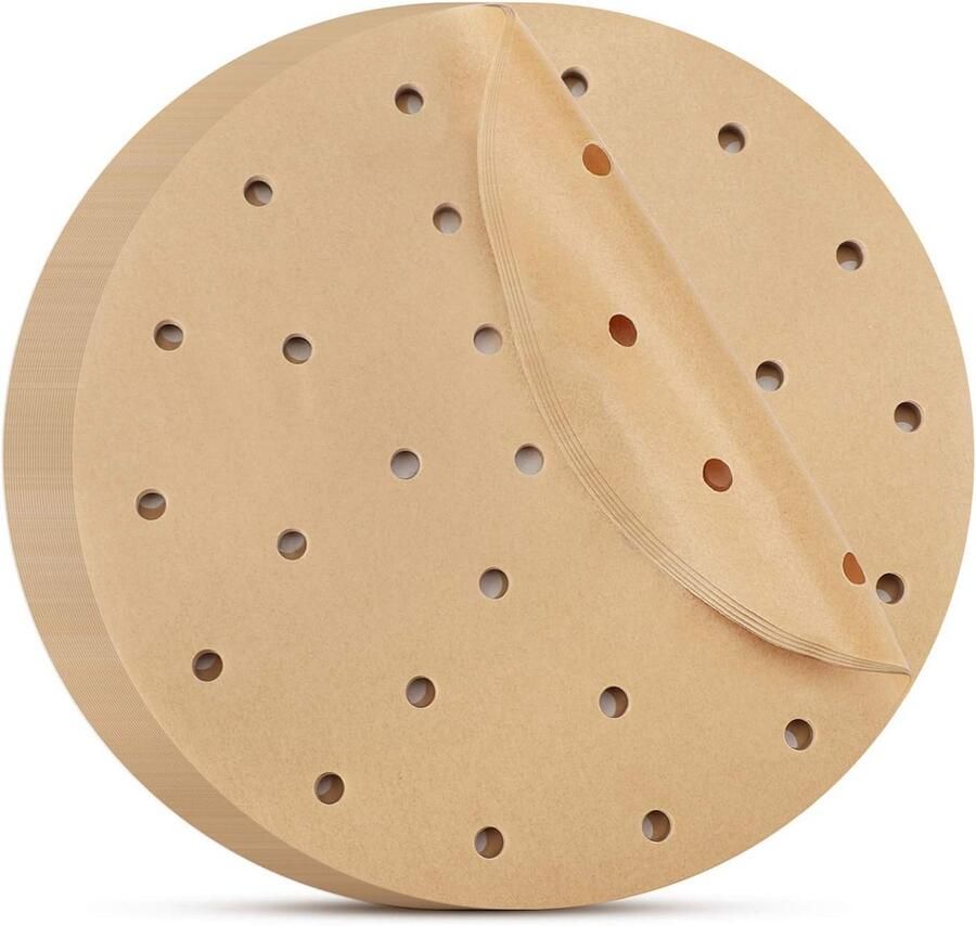 100x Ronde Airfryer Vormpjes 20cm – Geperforeerd Perkamentpapier voor Luchtfriteuse en Stoommand