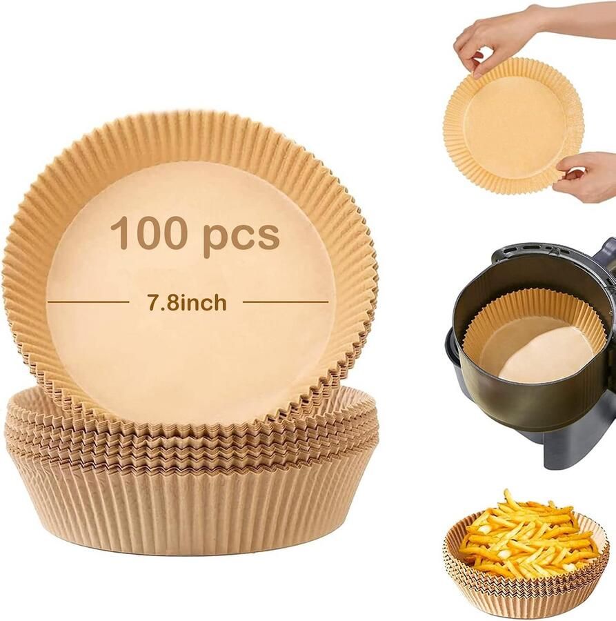 100x Ronde Bakpapiervoor heteluchtfriteuse 20cm Antiaanbak & Waterdicht