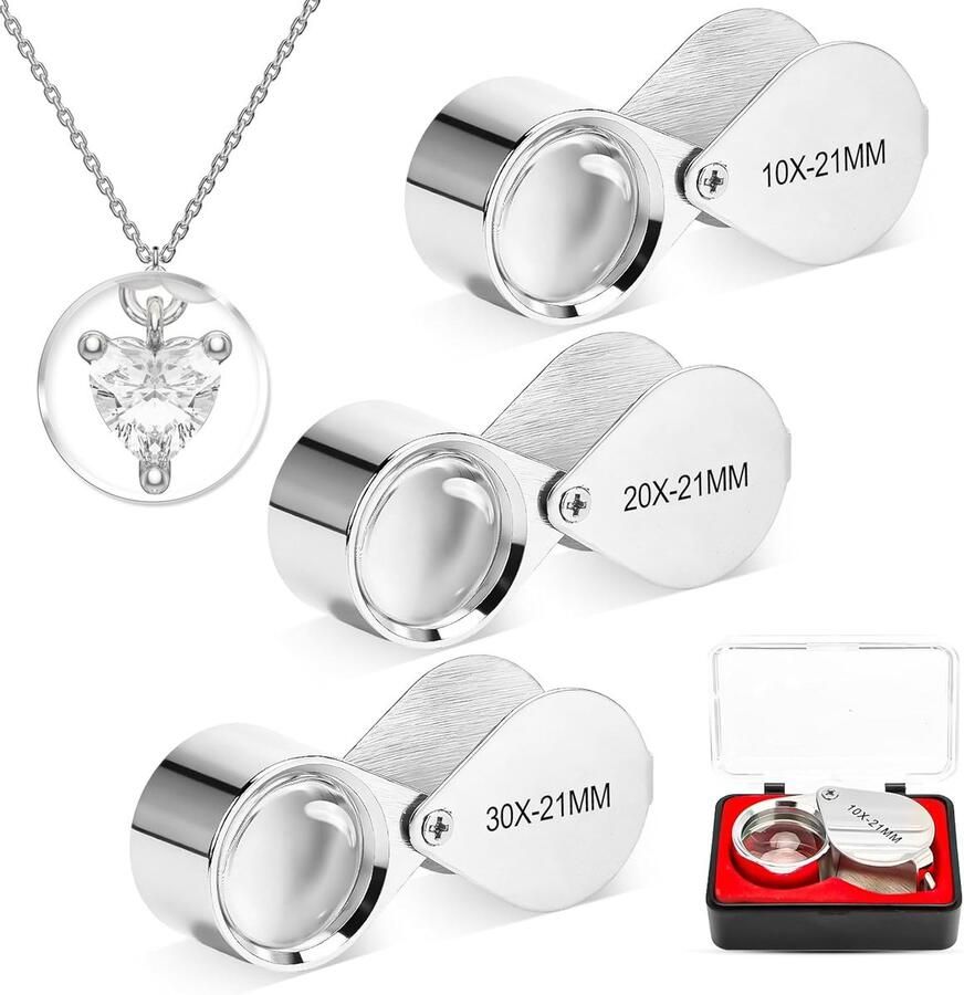10x 20x en 30x juweliersvergrootglas opvouwbaar handvergrootglas zakvergrootglas ooglussen juweliersvergrootglas voor het herkennen van munten diamanten sieraden