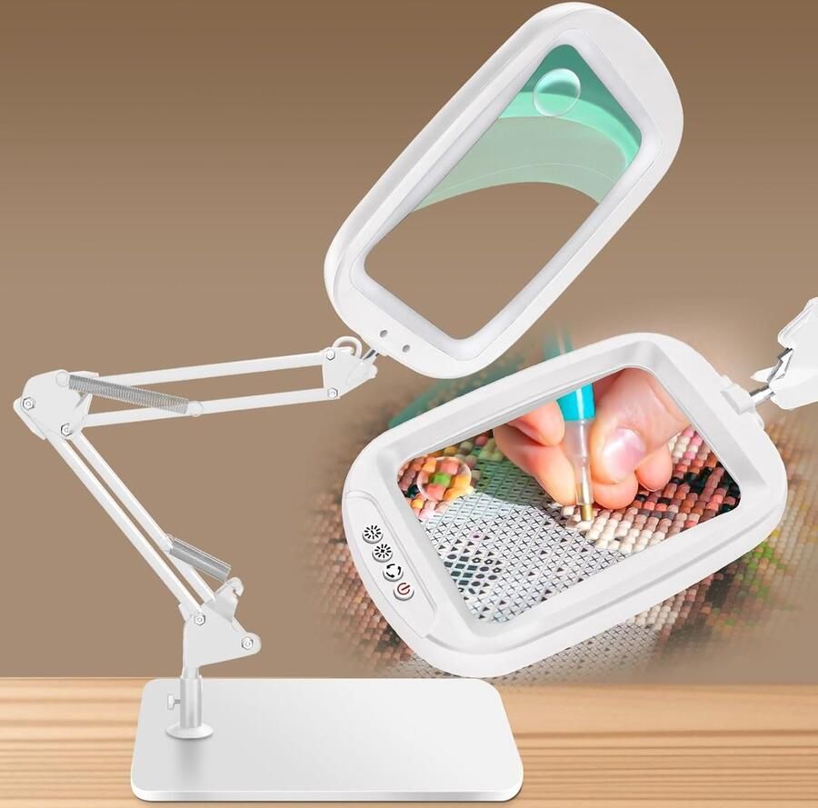 10x 30x vergrootglas met licht en standaard vergrotingslamp met ledlicht 5 kleurmodi bureaulamp met handsfree loep voor lezen knutselen hobby werk in de buurt