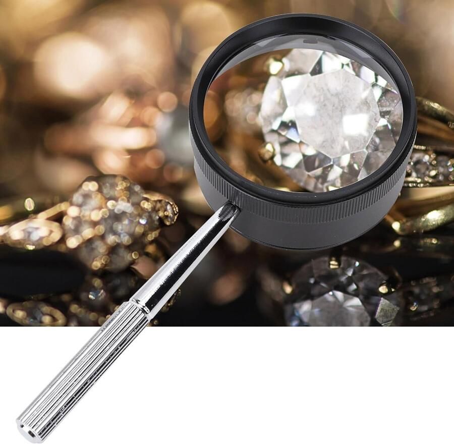 10X 35x50mm Draagbare Handheld Vergrootglas met Handvat Zinklegering voor Sieraden Identificatie Kinderen Senioren Lezen Verkennen Insectencontrole