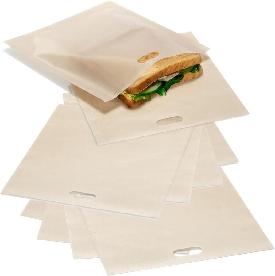 10x Herbruikbare Teflon Tosti Zakjes voor Tosti-ijzer en Broodrooster Anti-Aanbak
