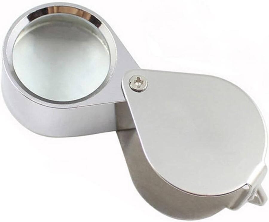 10X Juwelen Vergrootglas Zak Juwelen Loep Volledig Metalen Opvouwbare Sieraden Vergrootglas Ooglus Juweliers Oog Vergrootglas voor Edelstenen Juwelen Rotsen Stempels Munten Horloges Hobby's