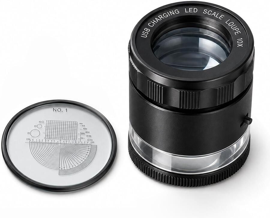 10X Juweliers Loep Schaal Vergrootglas Oplaadbaar met LED Lichten 25mm