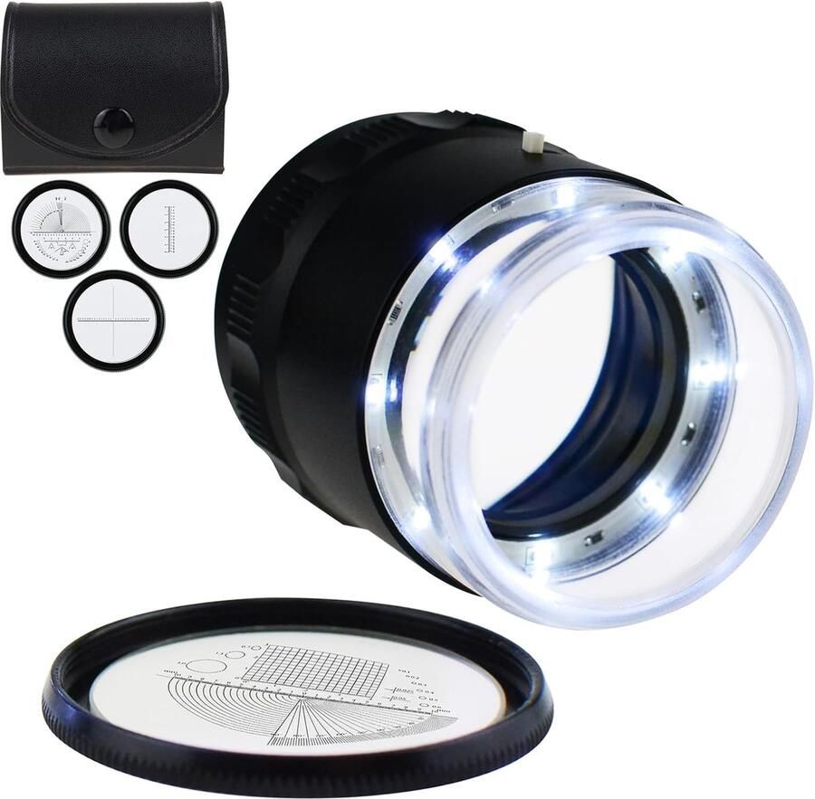 10x Juweliers loep verlicht vergrootglas draagbare zakleesvergrootglas met 25 mm met LED-gerichte oogloep vergrootglas voor edelstenen munten verwisselbare dradenkruisschaal (4 schaalglas)