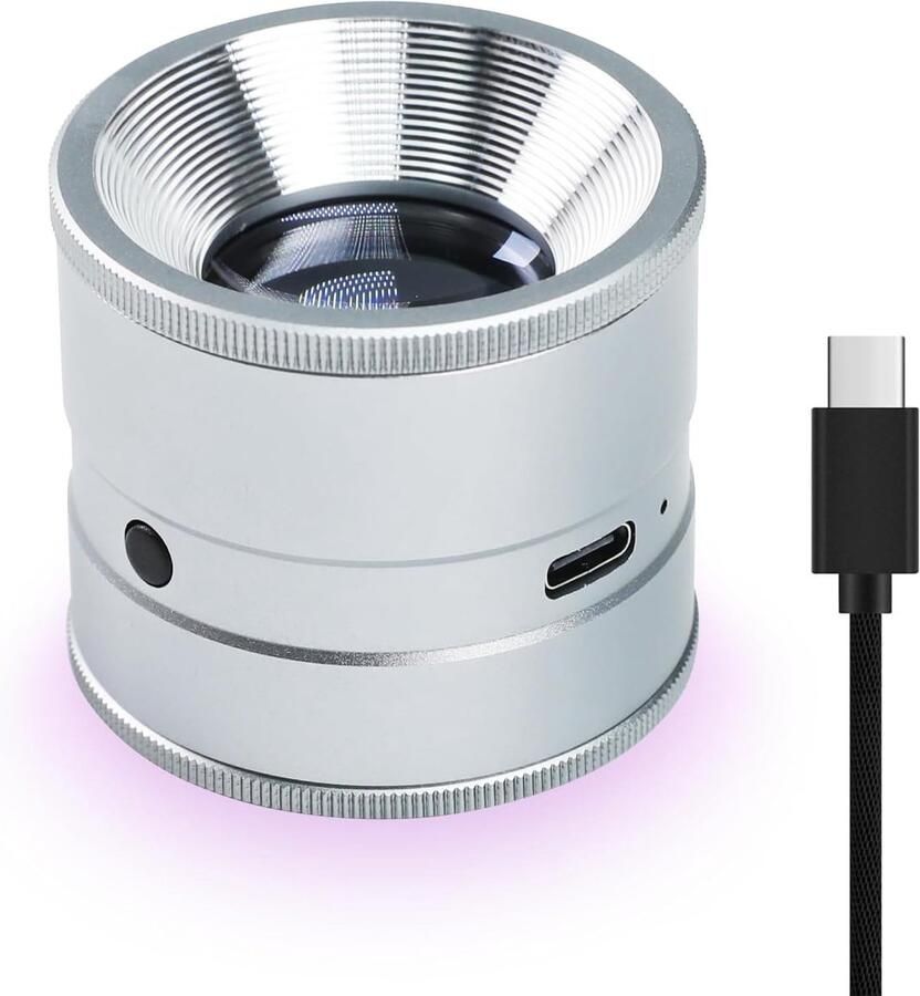 10X Vergrotende Loep met wit en Paars LED-licht Oplaadbare Loep voor Juweliers Instelbare Focus Verwijderbaar Schaalglas Ideaal voor Sieraden Munten Horloges en Handwerk