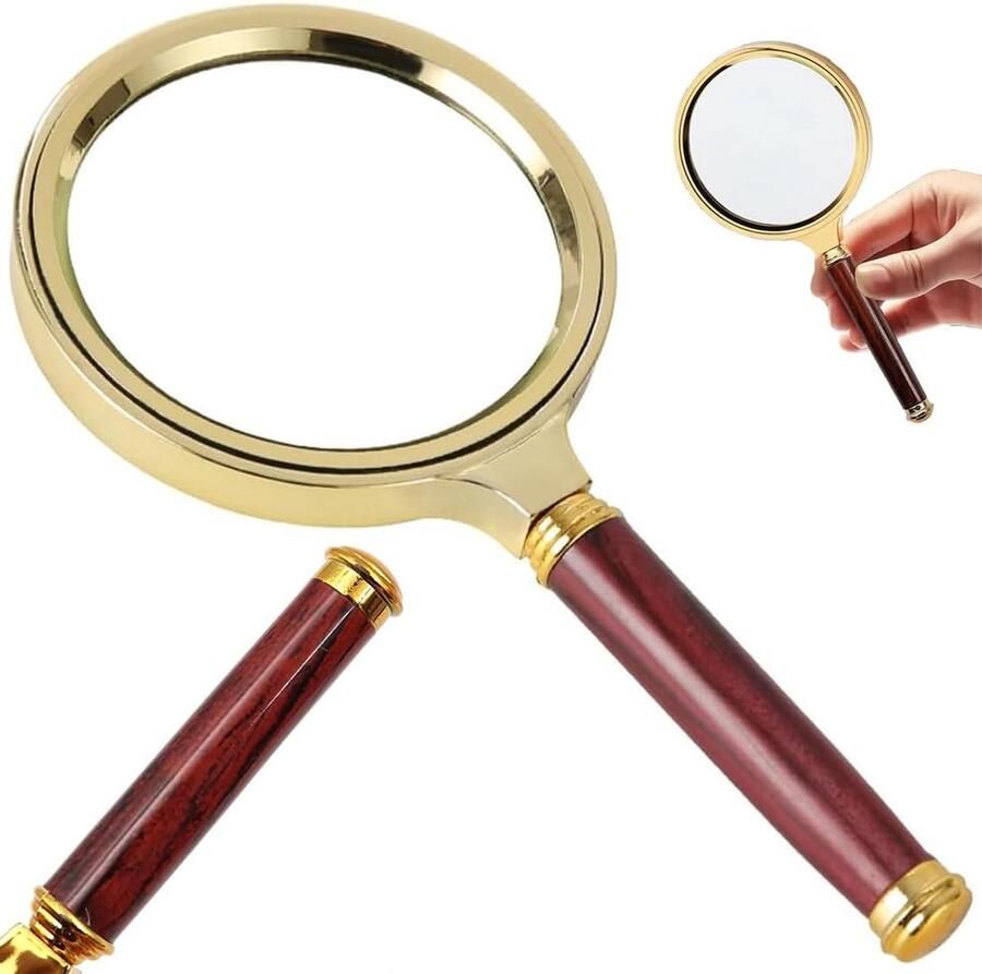 10x vergroting Seniorloep 80mm Echt Glas Lichtgewicht Leesloep (Goud Rood)