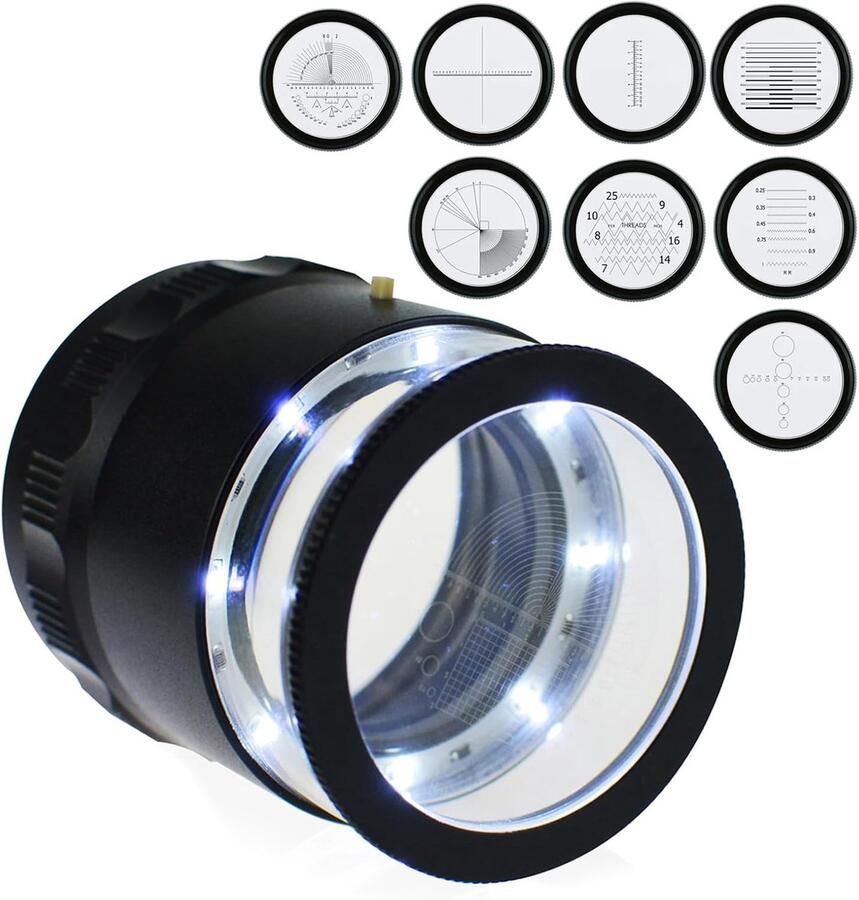 10X Verlicht Juweliers Loep Vergrootglas met Uitwisselbaar Dradenkruis Schaal LED Licht 25mm Veld van Weergave voor Sieraden Edelstenen Munten Hobby Hulpmiddel