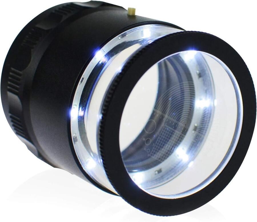 10X verlichte juweliers loep vergrootglas met verwisselbare dradenkruis schaal LED-licht 25mm gezichtsveld voor sieraden edelstenen munten hobby gereedschap (1 glazen schaalgrafiek)
