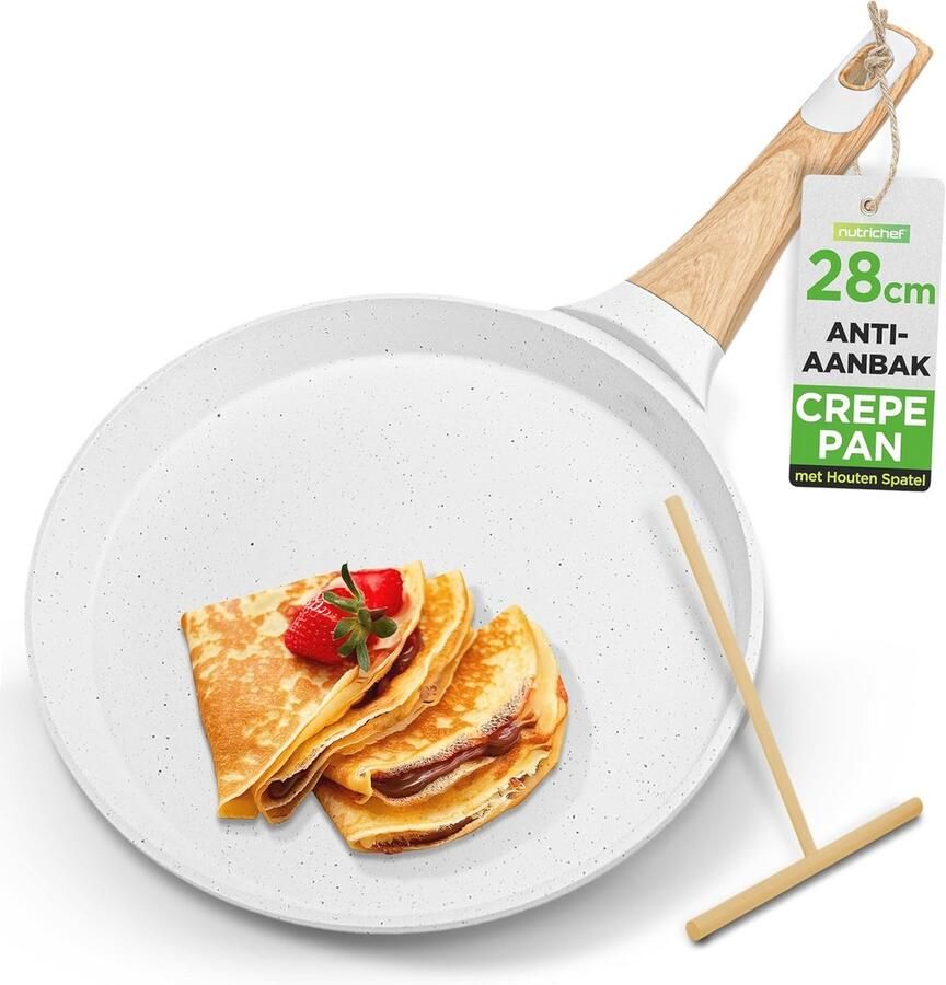 11 Inch Crêpe-Pan met Anti-aanbaklaag en Houten Verspreider voor Dosa's Ideaal voor Inductiekoken