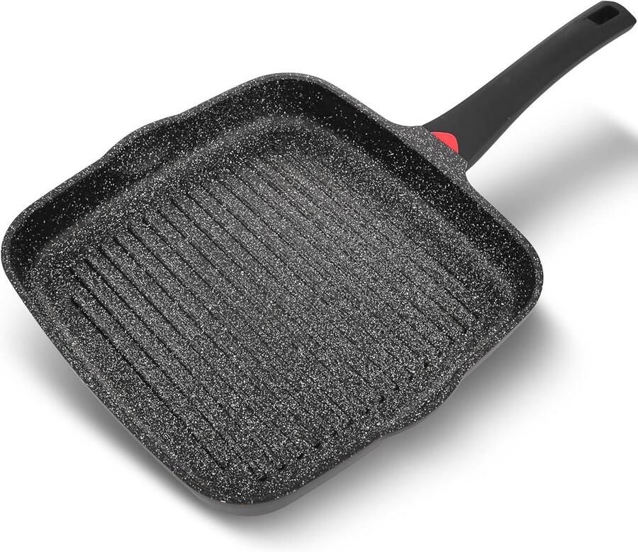 11 inch niet-stick grillpan met schenktuit lichtgewicht 2 66 liter inductie compatibel PFOA gratis (zwart)