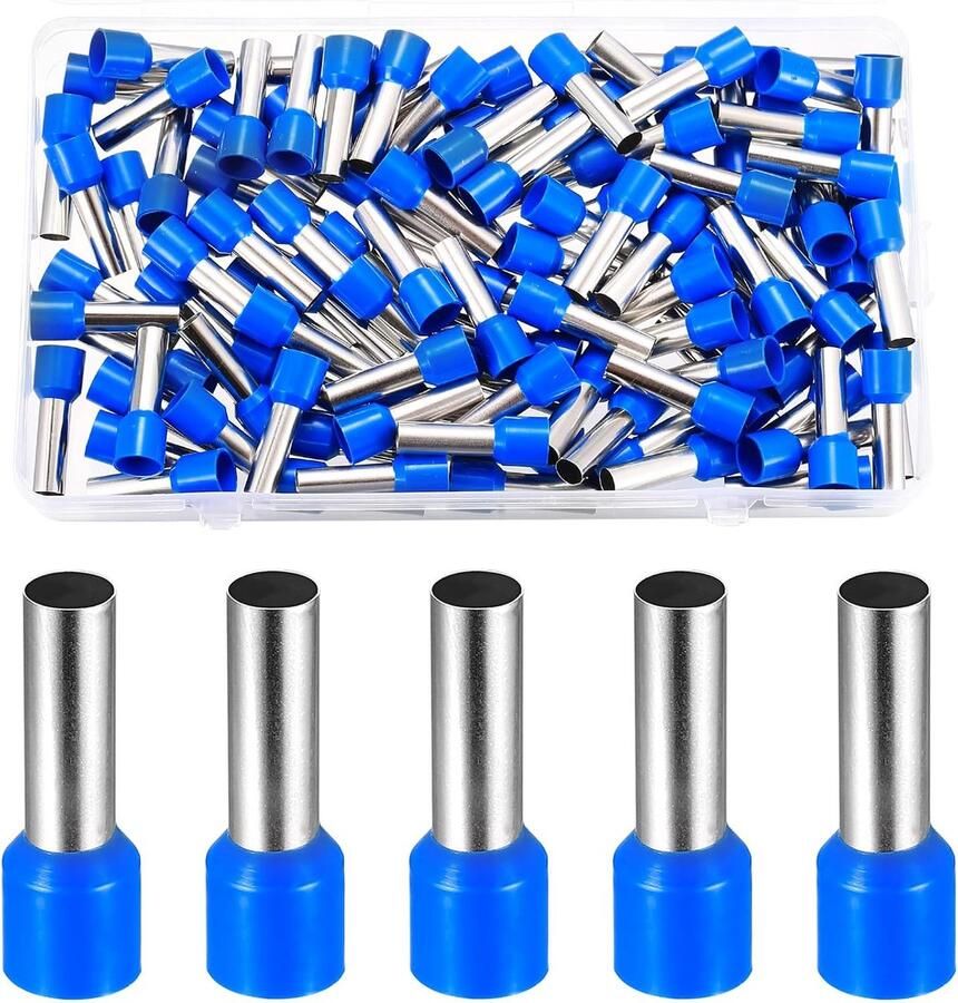 110 stuks Adereindhulzen 16mm² x 18mm Blauwe Adereindhulzen Set Verbinder 16 mm² Geïsoleerde Kabelschoenen Set Adereindhulzen voor Draadverbinding Garage Auto-onderdelen Monteurs