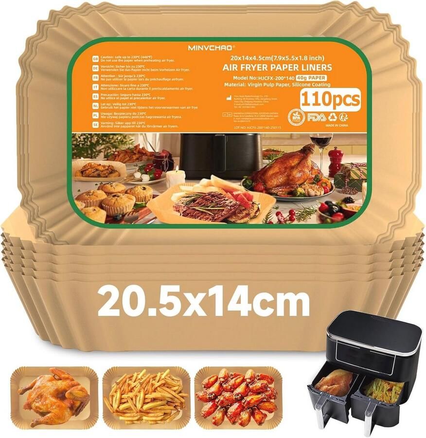 110 stuks luchtfriteuse bakpapier 20-24cm Perfect voor heteluchtfriteuses