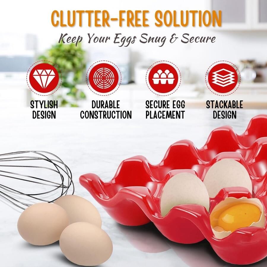 12 + 6 kopjes keramische eierhouder voor koelkast 18 porseleinen eierbakjes container bewaarder opslag organizer decoratieve serveerstandaard Serveware voor koelkast aanrecht display keuken