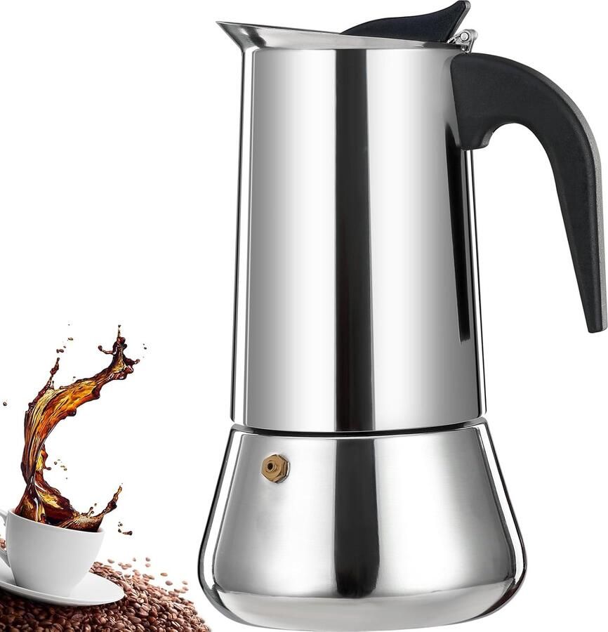 12 Cup Stovetop Espresso Maker Stainless Steel Moka Pot Espresso Maker Percolator Italian Coffee Maker Capable Mocha Coffee Machine Cafe Classic Maker for Home & Camping 600ml 20oz