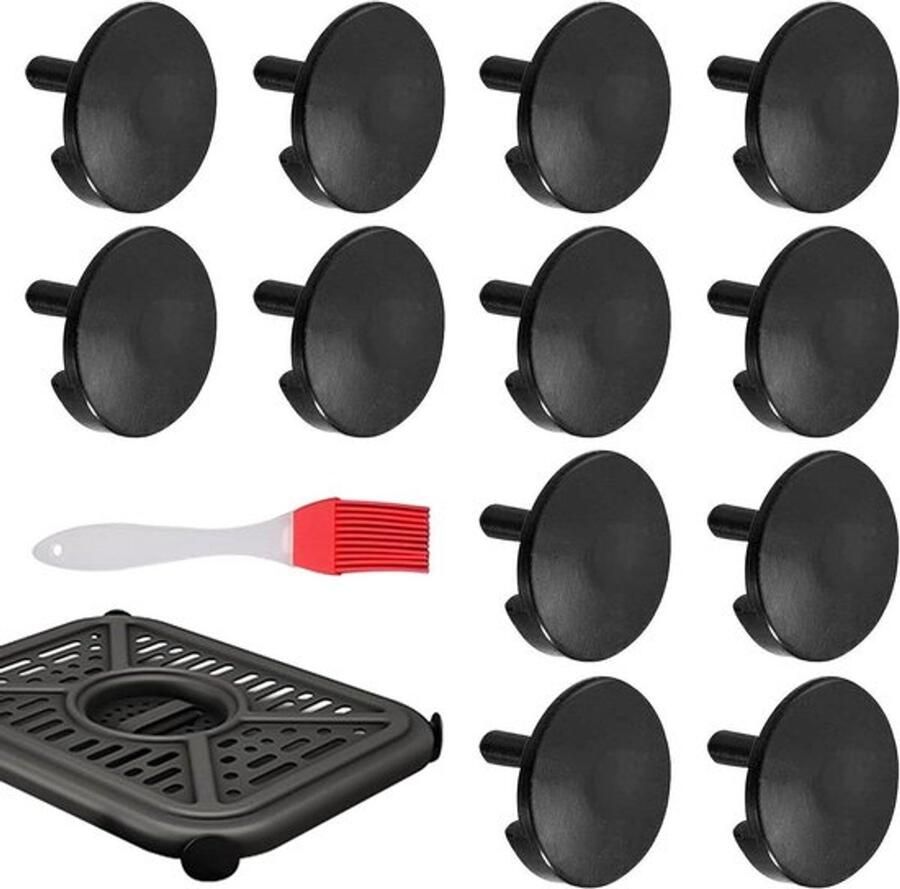 12-delige ronde frituurmand basis met oliekwast airfryer accessoires voor keuken anti-aanbaklaag handige keukengereedschap - Foto 1