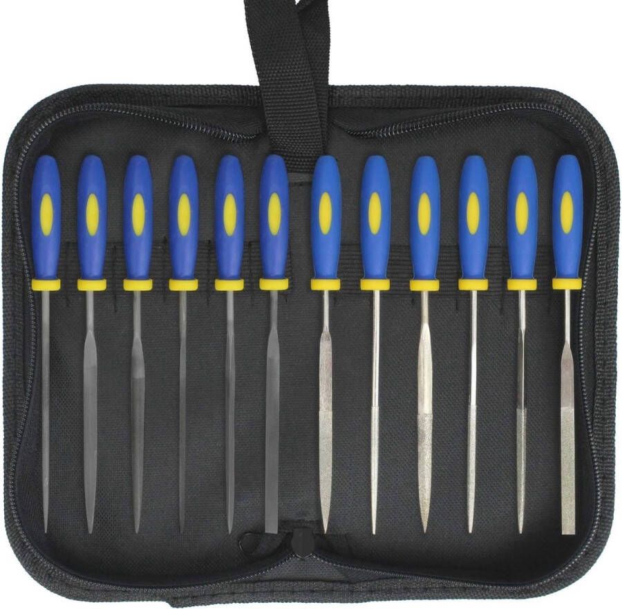 12-delige set vijlen voor hout metaal en sieraden Koolstofstaal en diamant Ideaal voor doe-het-zelvers