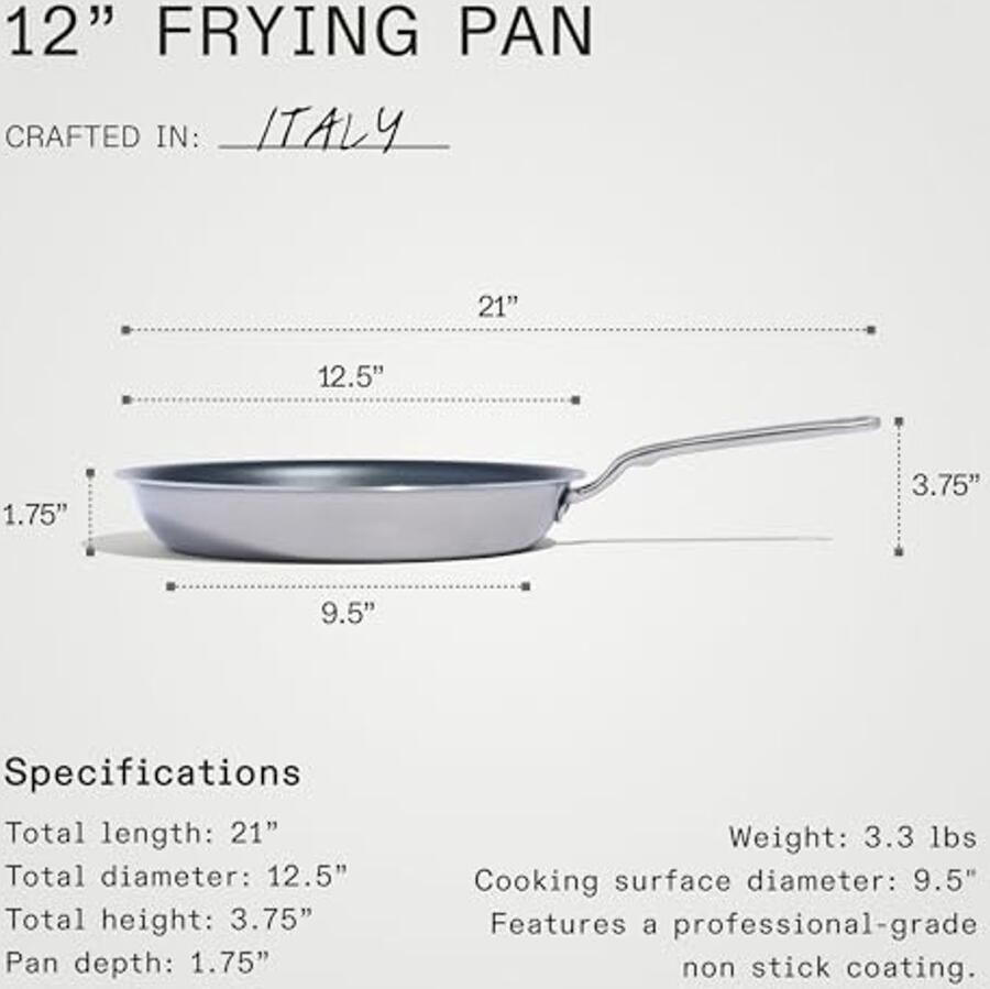 12-inch anti-aanbak koekenpan 5-laags roestvrij staal inductie compatibel