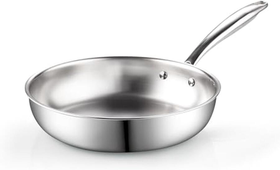 12 Inch Roestvrij Stalen Inductie Koekenpan Tri-Ply Koekenpan voor Perfect Koken