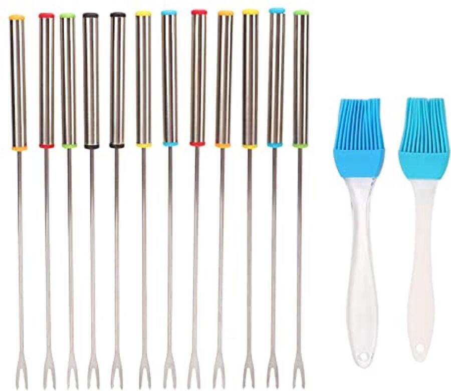 12 Pcs Fondue Vorken 24Cm RVS Fondue Sticks met Hittebestendige Handvat
