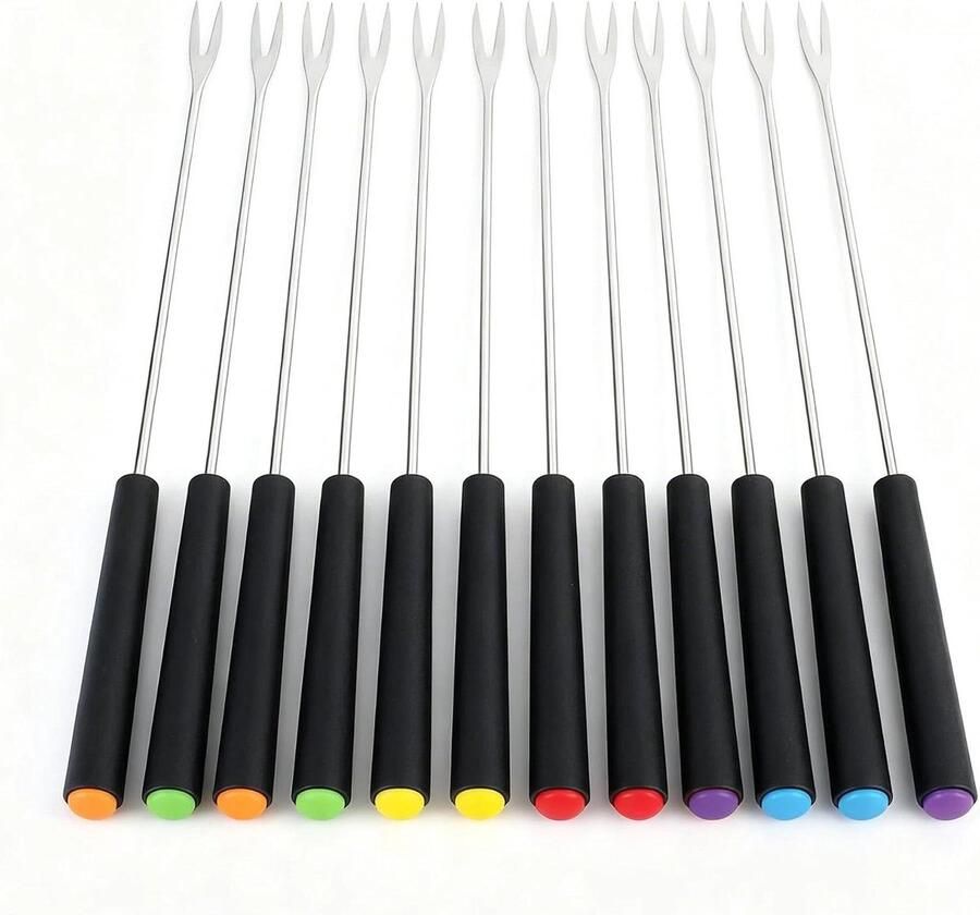 12 Pieces Marshmallow Skewers Stainless Steel Fondue Forks Set with Plastic Handle 24 cm Long Skewers for Cheese Fondue Chocolate Fondue Grilling Marshmallows by the Campfire or as