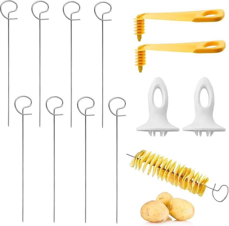 12 Stuks Aardappel Spiraalsnijder Aardappel Aardappelsnijder Voor Spiraalsnijden Aardappeltorens Geschikt voor Thuis Koken en Buiten Grillen