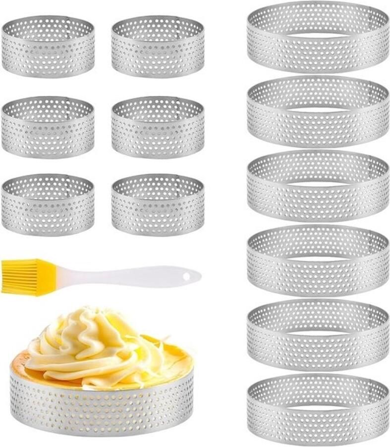 12 stuks crumpetringen van roestvrij staal met antiaanbaklaag 5 cm en 8 cm