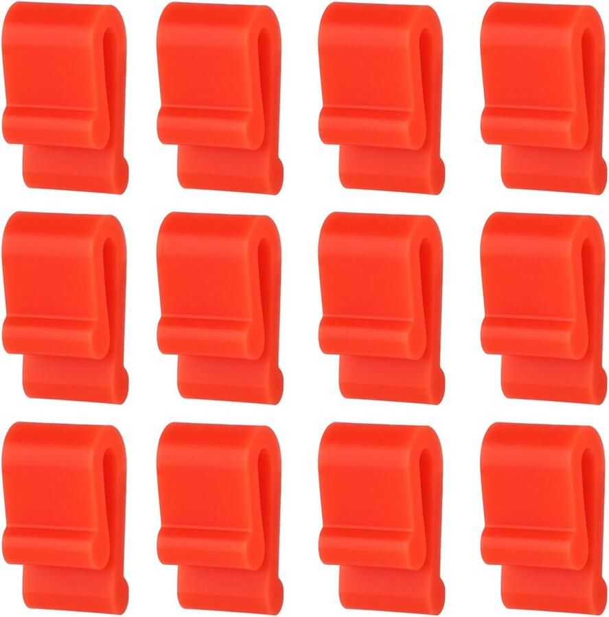 12 Stuks Dutch Oven Deksel Beschermclips Siliconen Kookgerei Beschermclips Pot Bumpers Lifter Accessoires voor Stapelen Opslag (Rood)