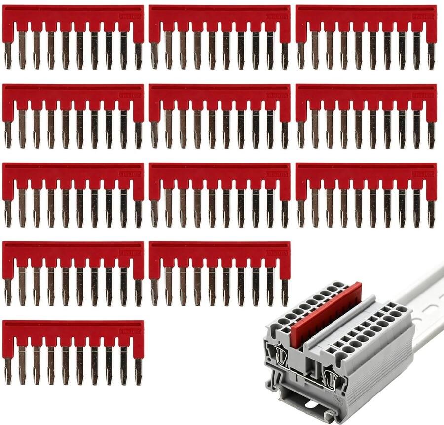 12 stuks FBS 10-5 voor Phoenix Contact serieklemmen compatibel met Phönix-klemmen 10 contacten jumperklemmen kunststof stekker DIN PT2.5 ST2.5 railklemmen connectorkabels 2 5 mm²