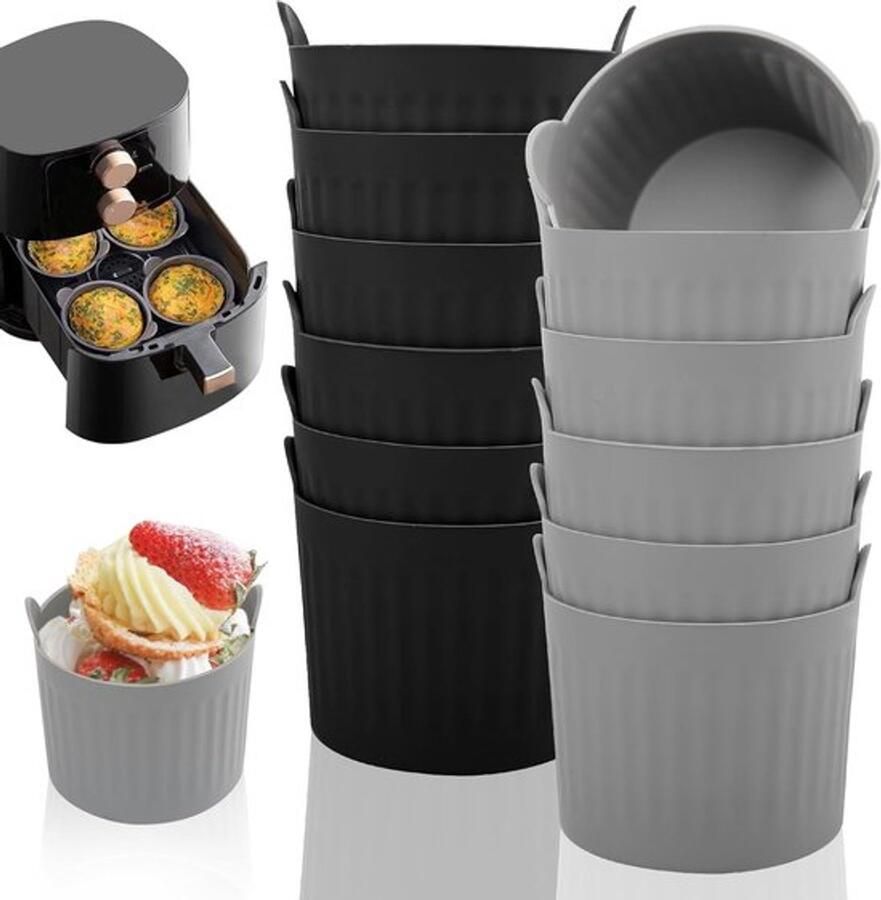 12 Stuks Herbruikbare Siliconen Muffinvormen voor Airfryer Perfect voor Muffins Taarten en Eieren