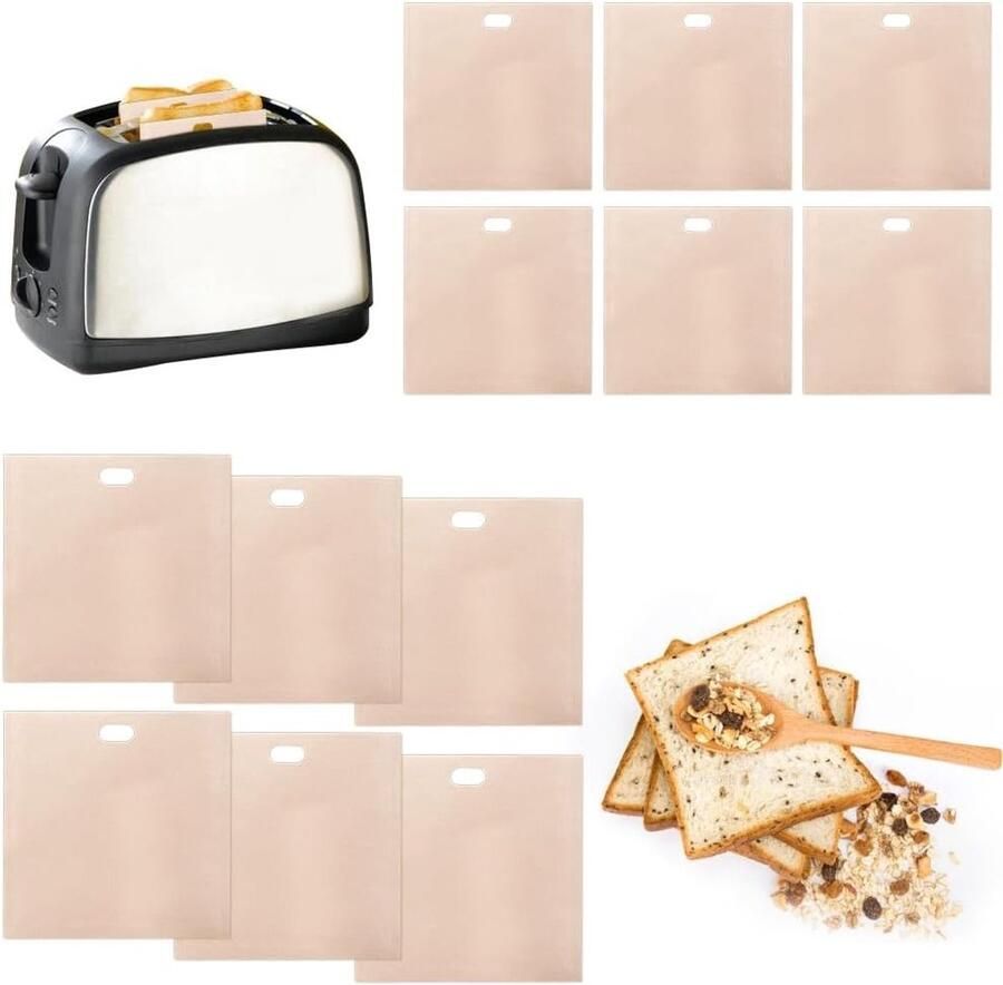 12 Stuks Herbruikbare Toaster Tassen Warmtebestendige en Anti-aanbak Tassen voor Sandwiches en Pizza