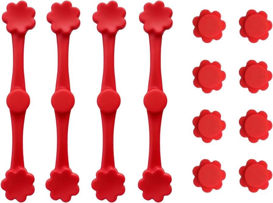 12 stuks hittebestendige magneetclips voor heteluchtfriteuses tot 662 °C voedselveilige siliconen brandbeveiliging voor bakpapier compatibel met ijzeren manden (rood)