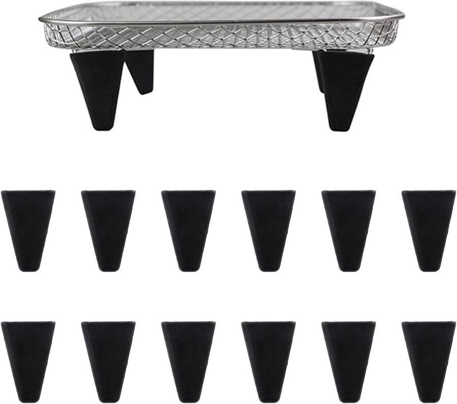 12 stuks Hittebestendige Siliconen Voeten voor Air Fryer Rack en Oven Grilling Accessoires Stapelbare Verhogingen voor Optimale Kookresultaten