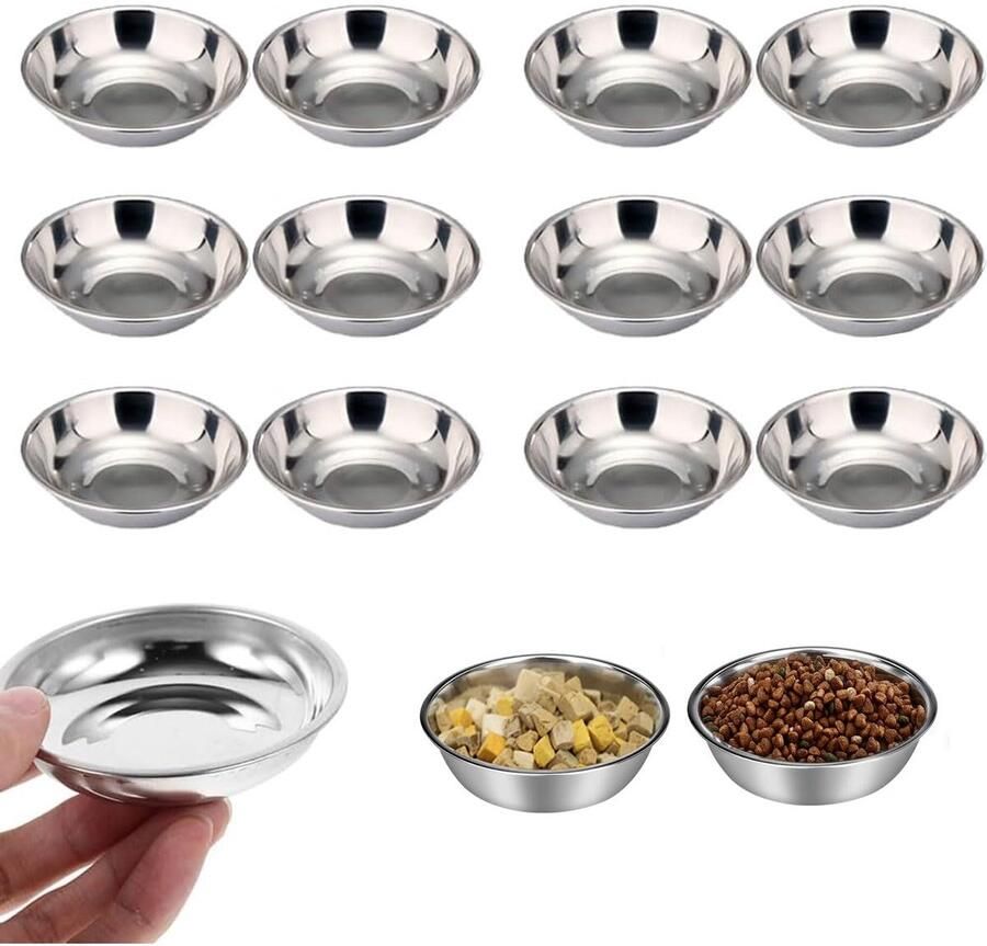 12 stuks kleine metalen kommen zijn roestvrij sushi-kommen mini-dompelschalen roestvrij staal mini-borden snackschalen roestvrij staal 8 cm