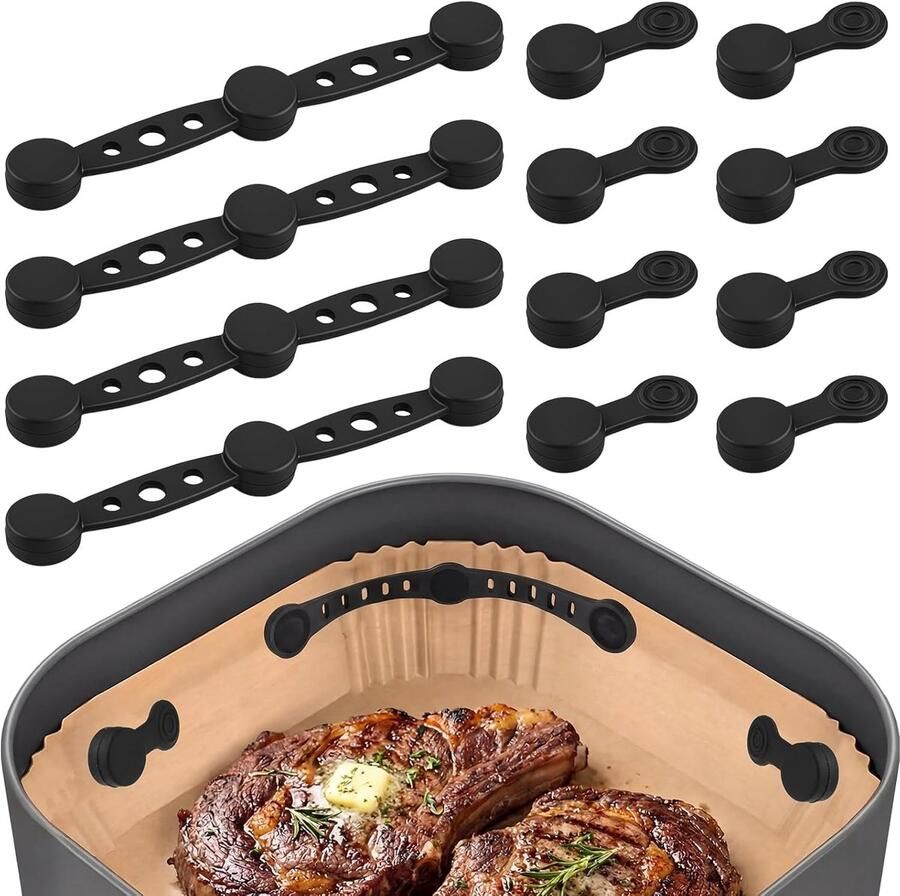 12 stuks magneten voor airfryer-bakpapier 2 maten magnetische siliconen gespen voor heteluchtfriteuse bevestigingsgesp levensmiddelen niet afdekken