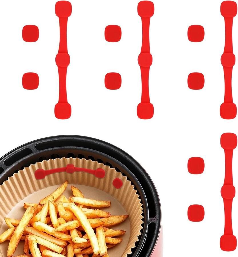 SnelShoppen 12 Stuks Magneten voor Airfryer Bakpapier BPA-vrije Siliconen Accessoires voor Heteluchtfriteuse Voorkomt Wegglijden en Aanbranden