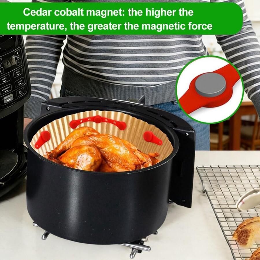 12 stuks magneten voor airfryer bakpapier siliconen bevestiging voor heteluchtfriteuse accessoires voorkomt bakpapier van afdekking eenvoudig in gebruik voor enkele en dubbele mand