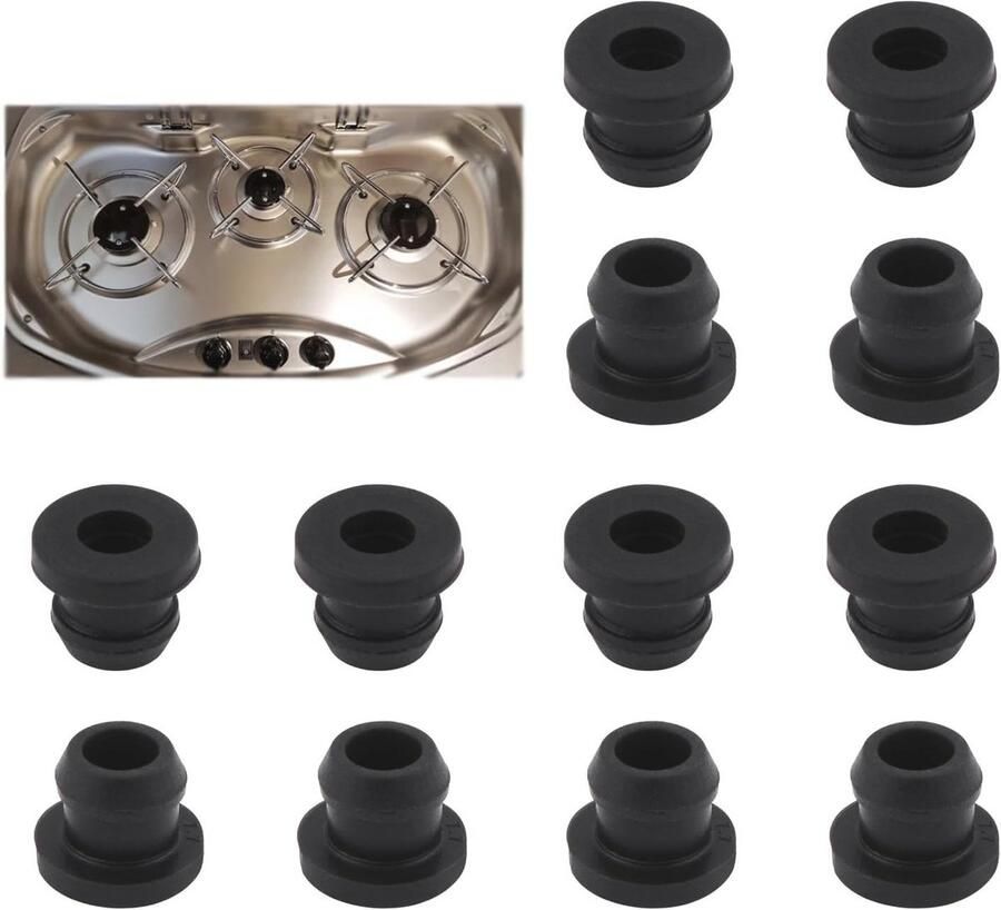 12 Stuks Pannendragerrubbers voor Kookplaten – Compatibel met 5 mm Staven Zwart