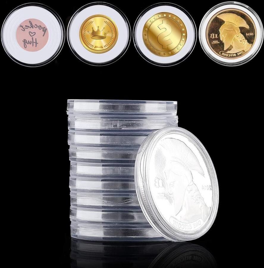12 Stuks Ronde Plastic Muntcapsules van 46mm Verstelbare Gasket Muntbeschermers voor Verzamelaars Duidelijke Muntverzameldoos voor Muntverzameling en Bescherming