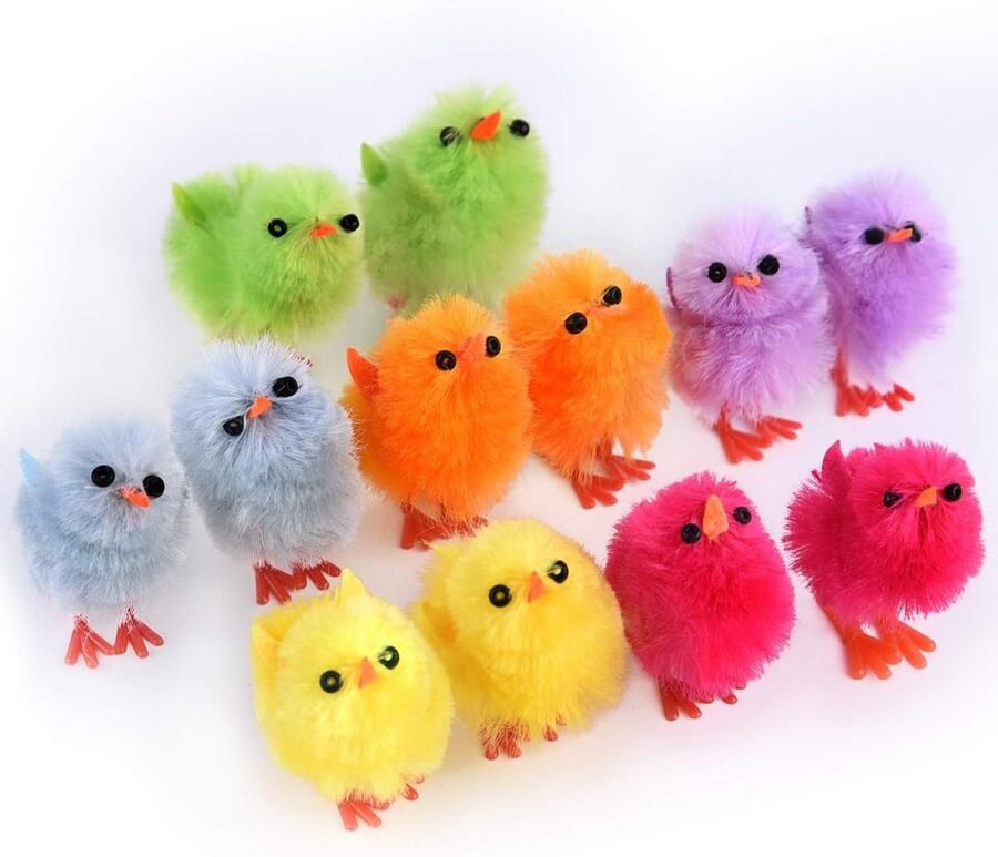 12 Stuks Schattige Gele Paaskuikentjes Chenille Decoratie voor Kinderen en Paaseieren