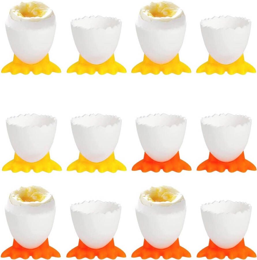 12 Stuks Siliconen Eierdopjes Set voor Gekookte Eieren Creatief en Handig Keukenaccessoire
