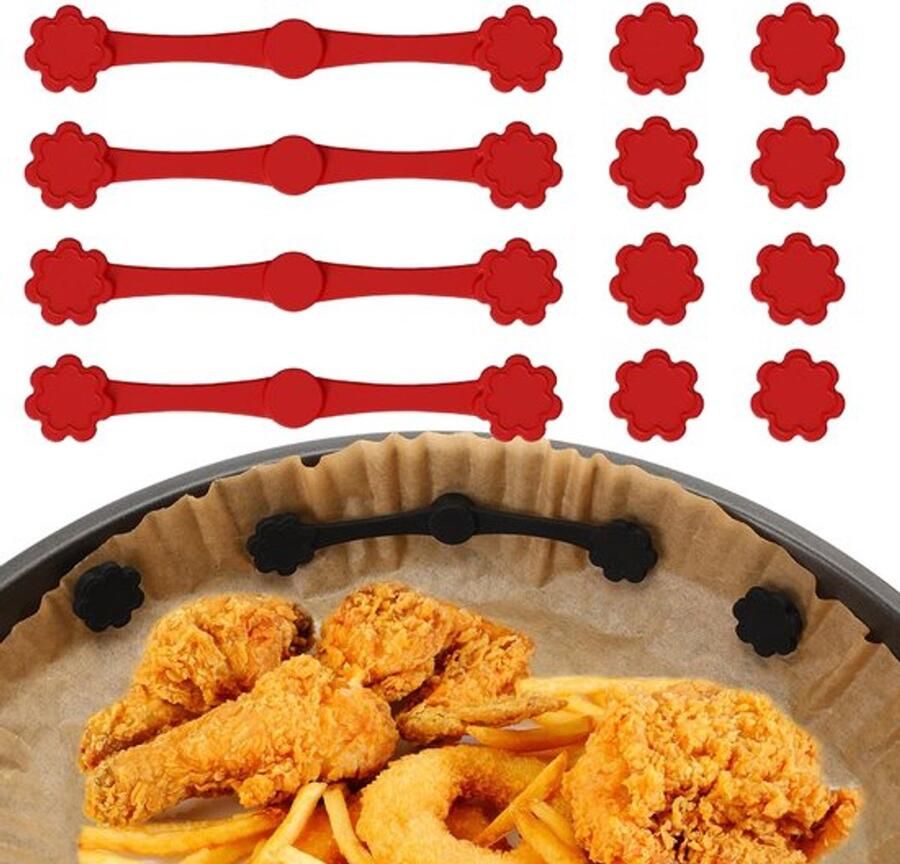 12 stuks siliconen magneetstrip voor airfryer magneten voor het bevestigen van bakpapier om aanbranden van voedsel te voorkomen magnetische blokken rood