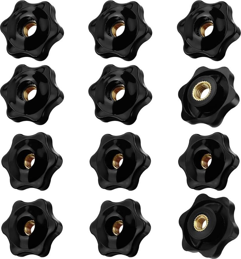 12 stuks stergreepmoeren M6 M8 kartelschroef vleugelmoer stergreepschroef buitendiameter 32 mm binnendraad klemknop vleugelschroeven stervorm voor mechanisch meubels fitnessapparatuur