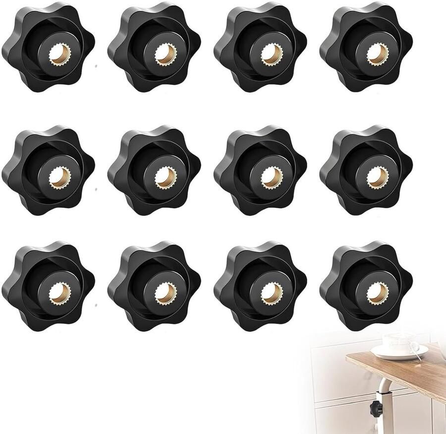 12 stuks stervormige schroefmutter M6 vleugelmoer sterschroef ratelmoer Buitendiameter 32 mm stervormige schroef voor machines en installaties meubels werktuigmachines fitnessapparatuur