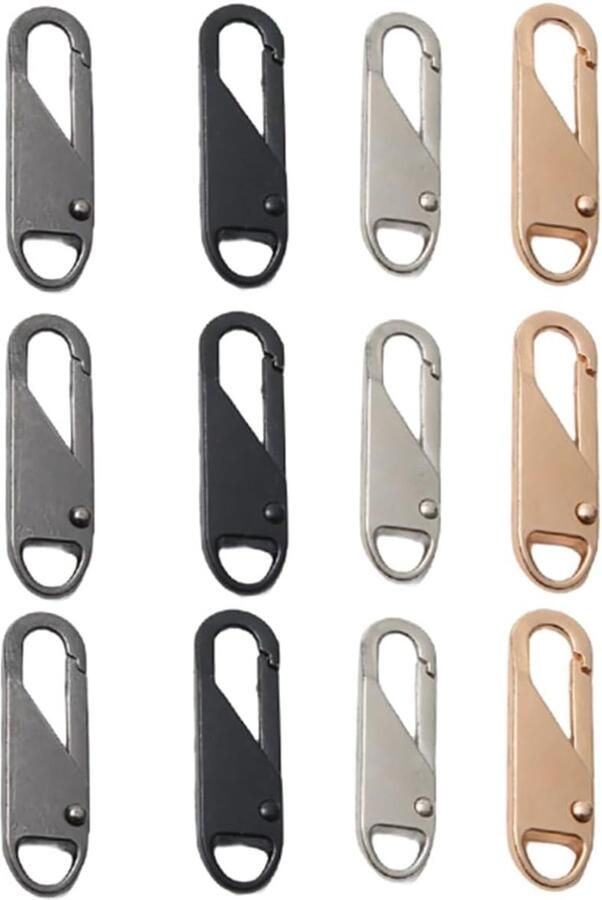 12 stuks vervangende ritssluitingen afneembare metalen ritssluitingen voor bagage kleding jassen rugzakken koffers (4 kleuren)